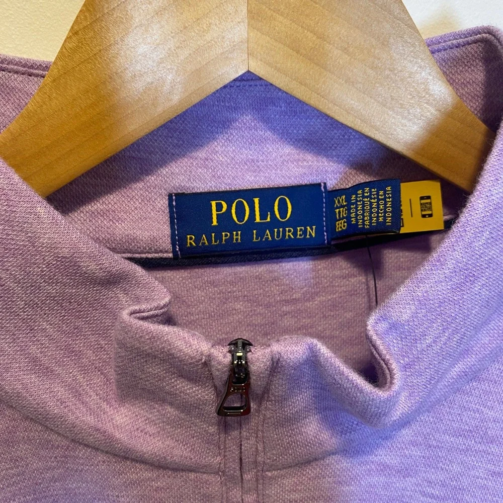 Polo Ralph Lauren Quarter Zip Mens XXL Purple NWT Heathered Pullover Sweater